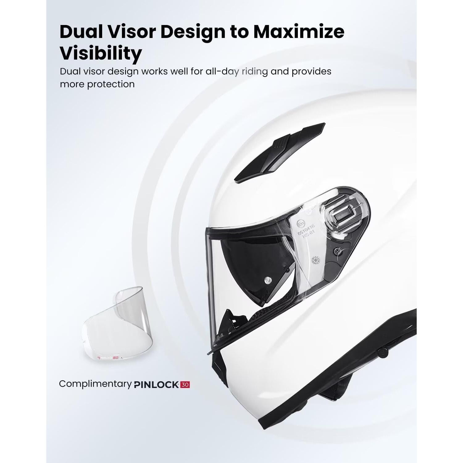 Casco de Moto ILM Full Face Modelo 129 Antivaho Blanco