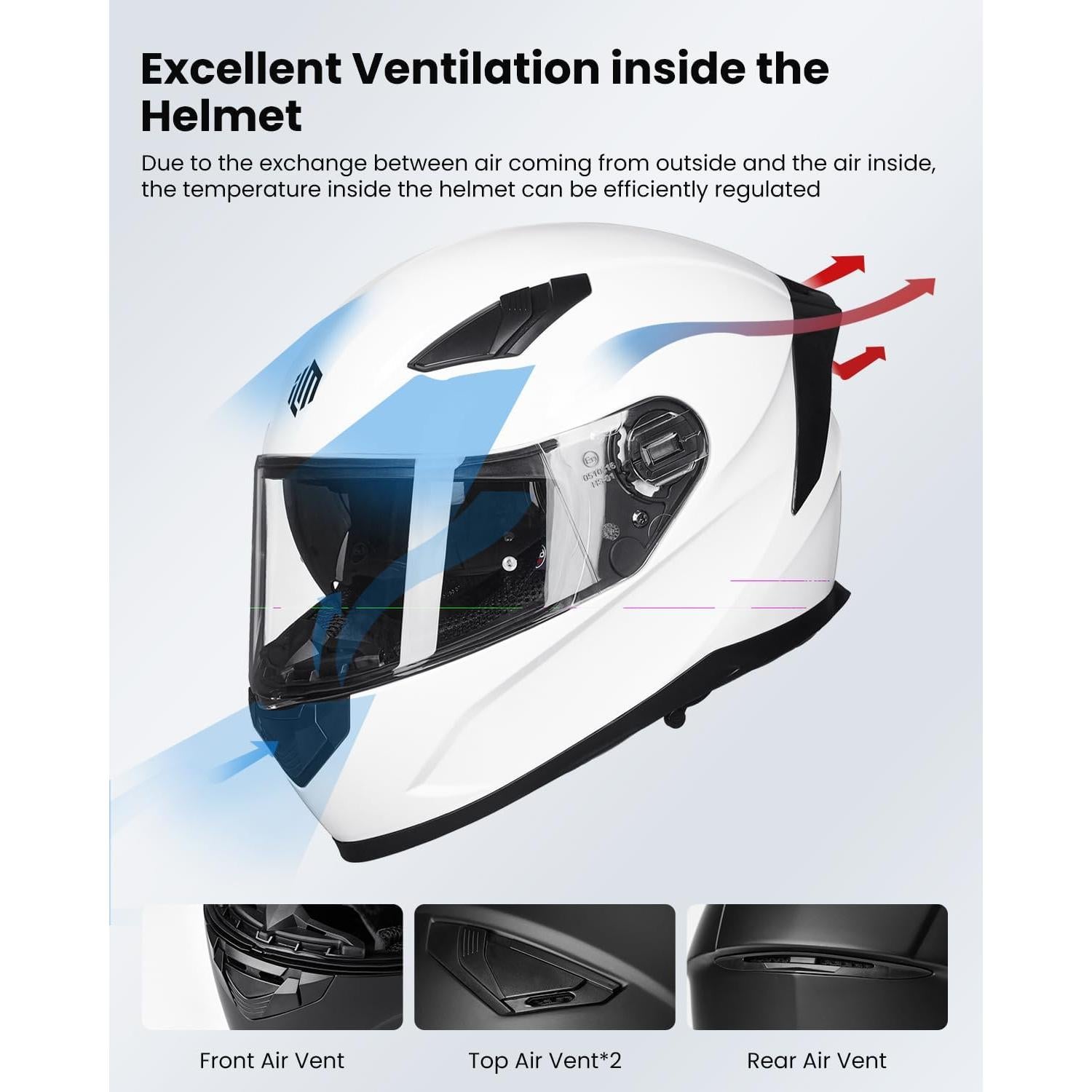 Casco de Moto ILM Full Face Modelo 129 Antivaho Blanco