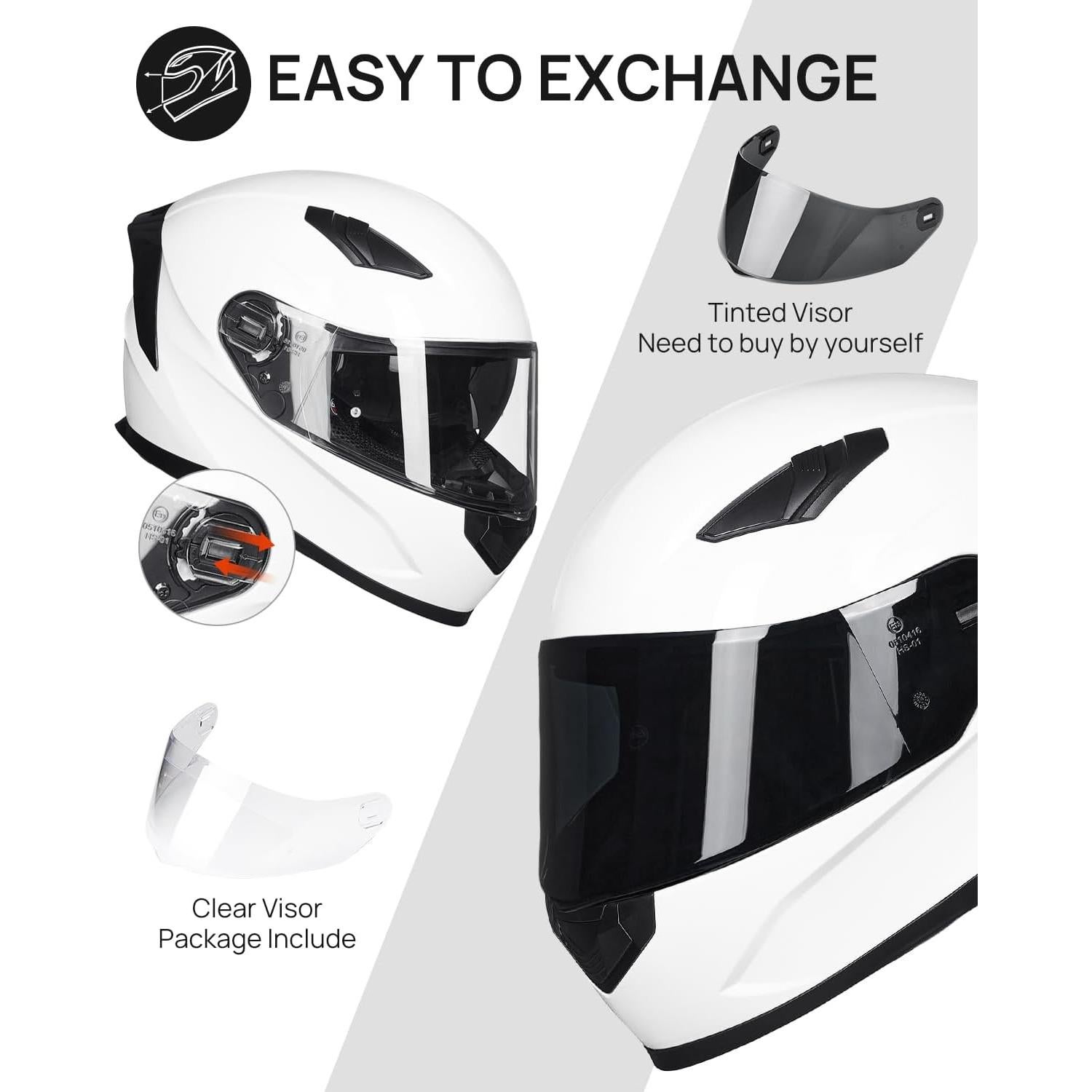 Casco de Moto ILM Full Face Modelo 129 Antivaho Blanco