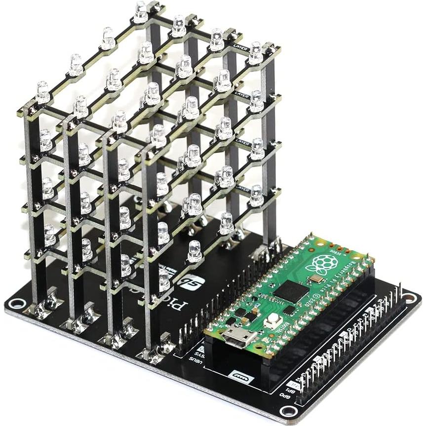 Cubo LED 4x4x4 HAT sb components para Raspberry Pi Pico Azul