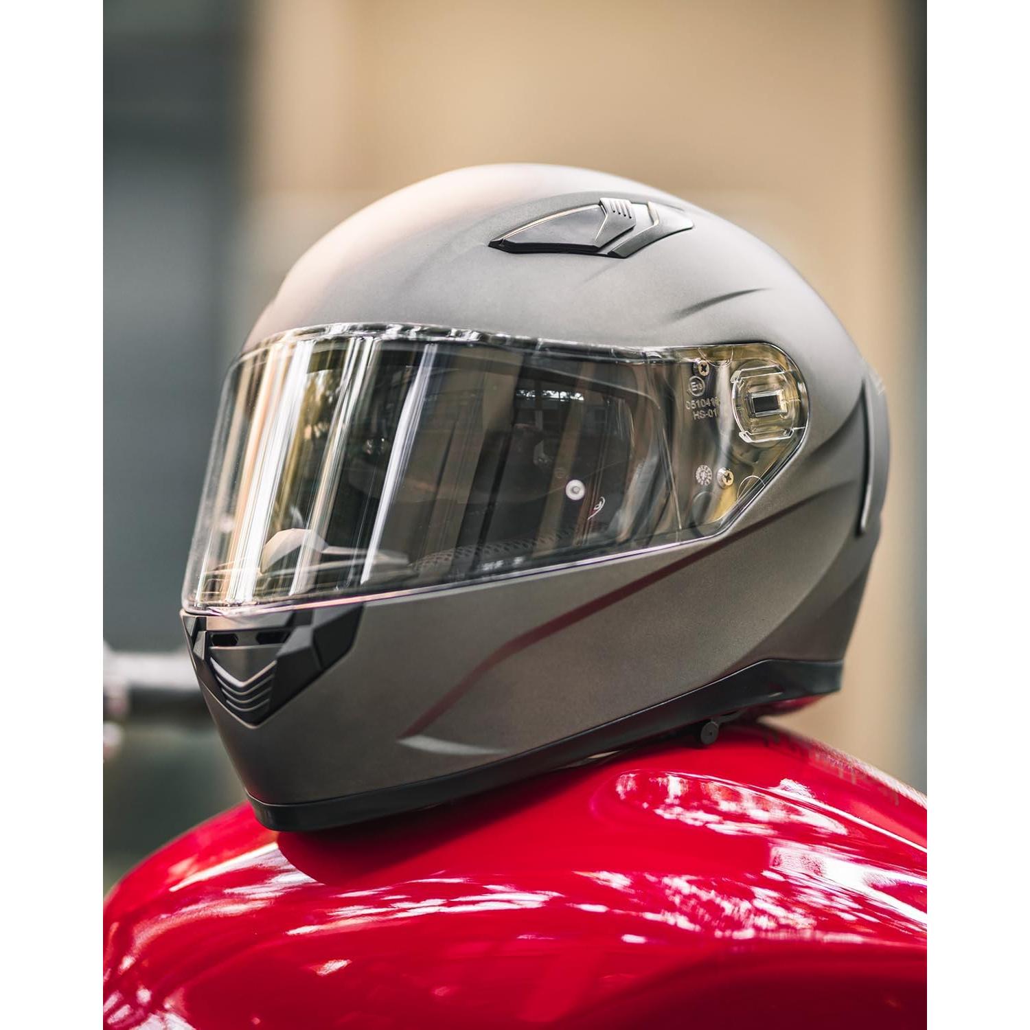 Casco de Moto ILM Modelo 129 Gris Mate Doble Visera