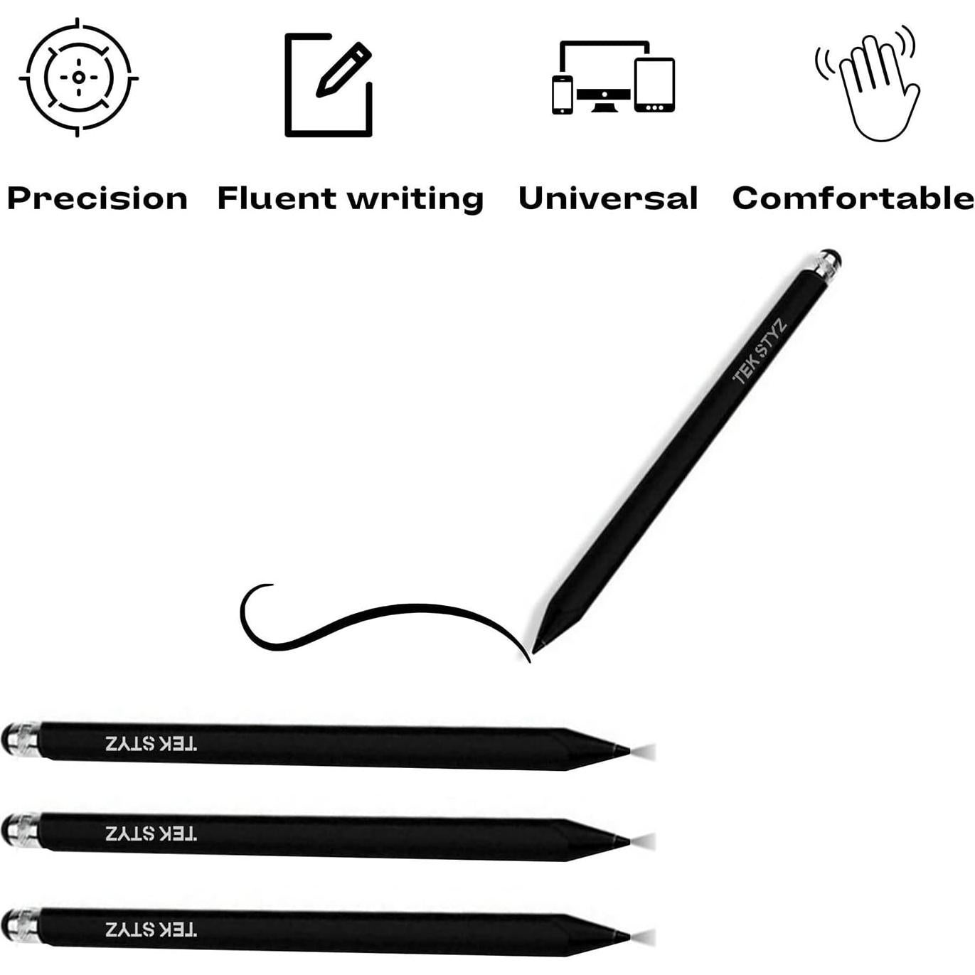 Lápiz Capacitivo 2 en 1 Tek Styz para Pantallas Táctiles - Negro
