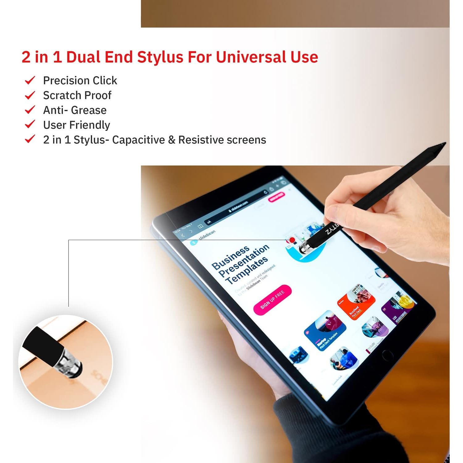 Lápiz Capacitivo 2 en 1 Tek Styz para Pantallas Táctiles - Negro