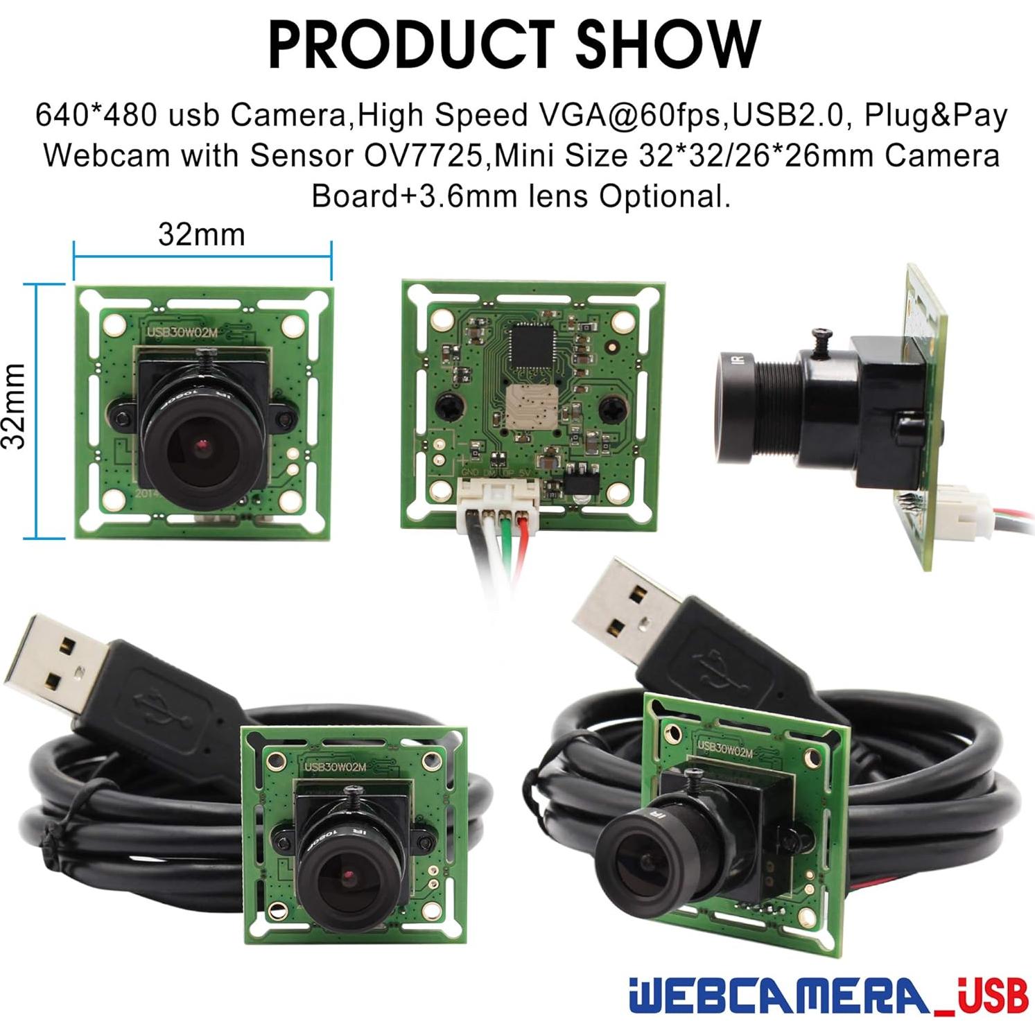 Módulo de Cámara USB ELP-USB30W02M 480P 60fps Lente 3.6mm