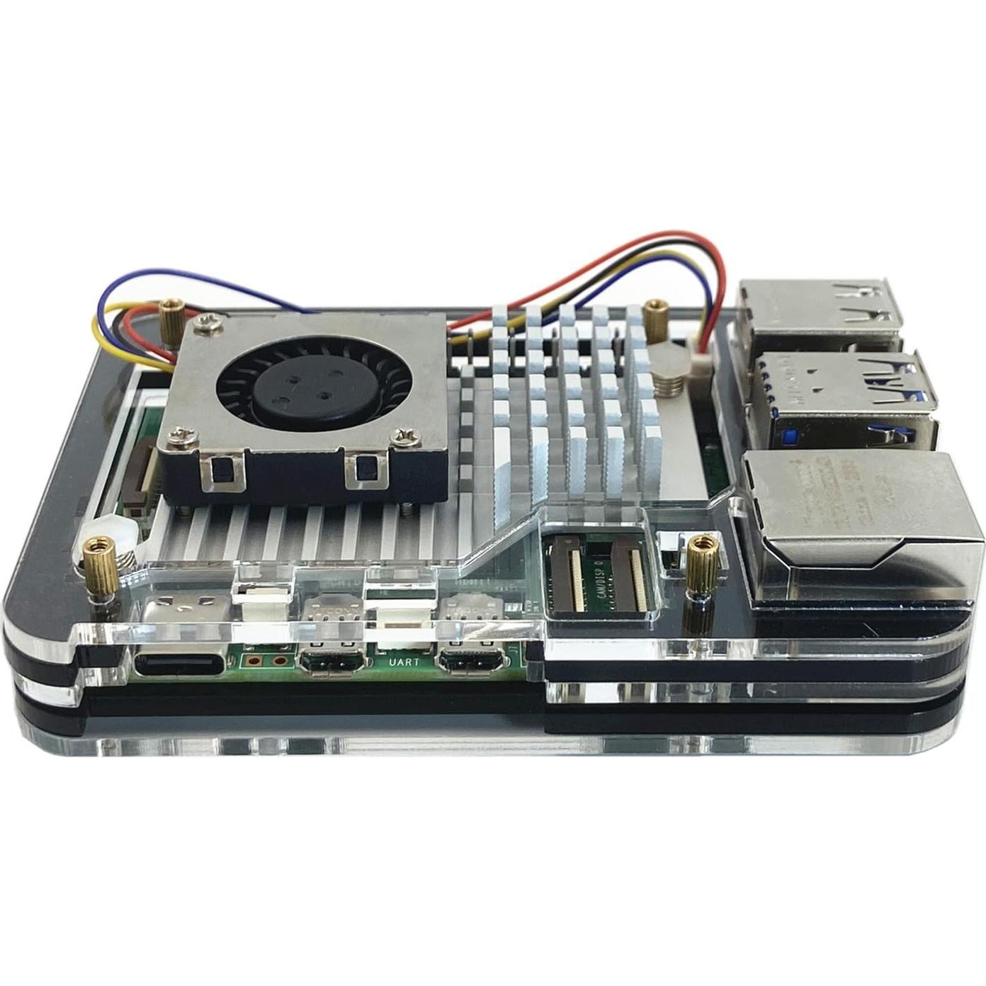 Caja Acrílica para Raspberry Pi 5 WEIYIXING con Enfriador Activo