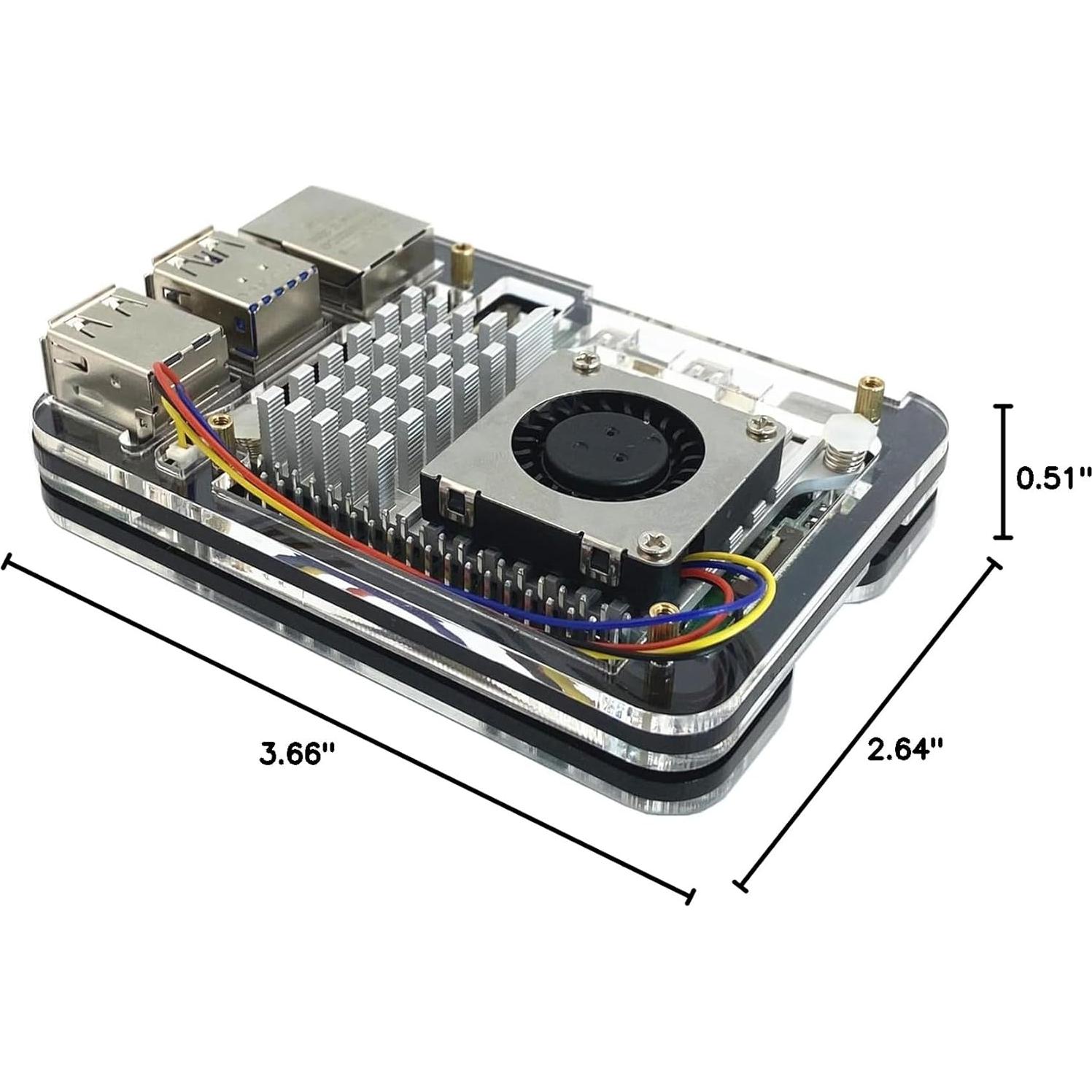 Caja Acrílica para Raspberry Pi 5 WEIYIXING con Enfriador Activo