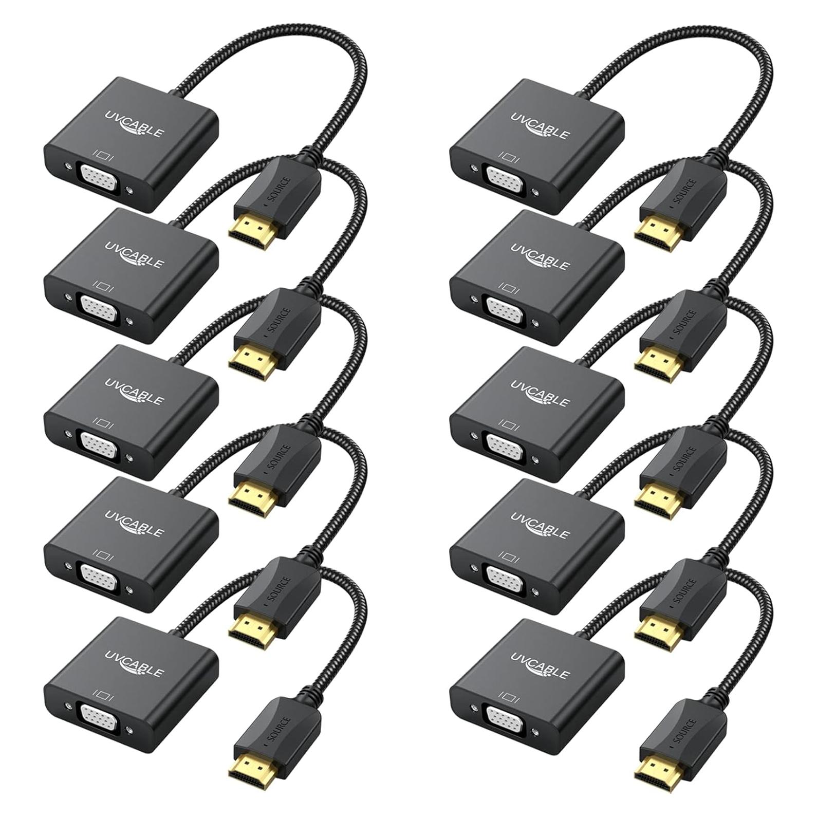 Adaptador HDMI a VGA UV-CABLE 10 Unidades 1080p Full HD
