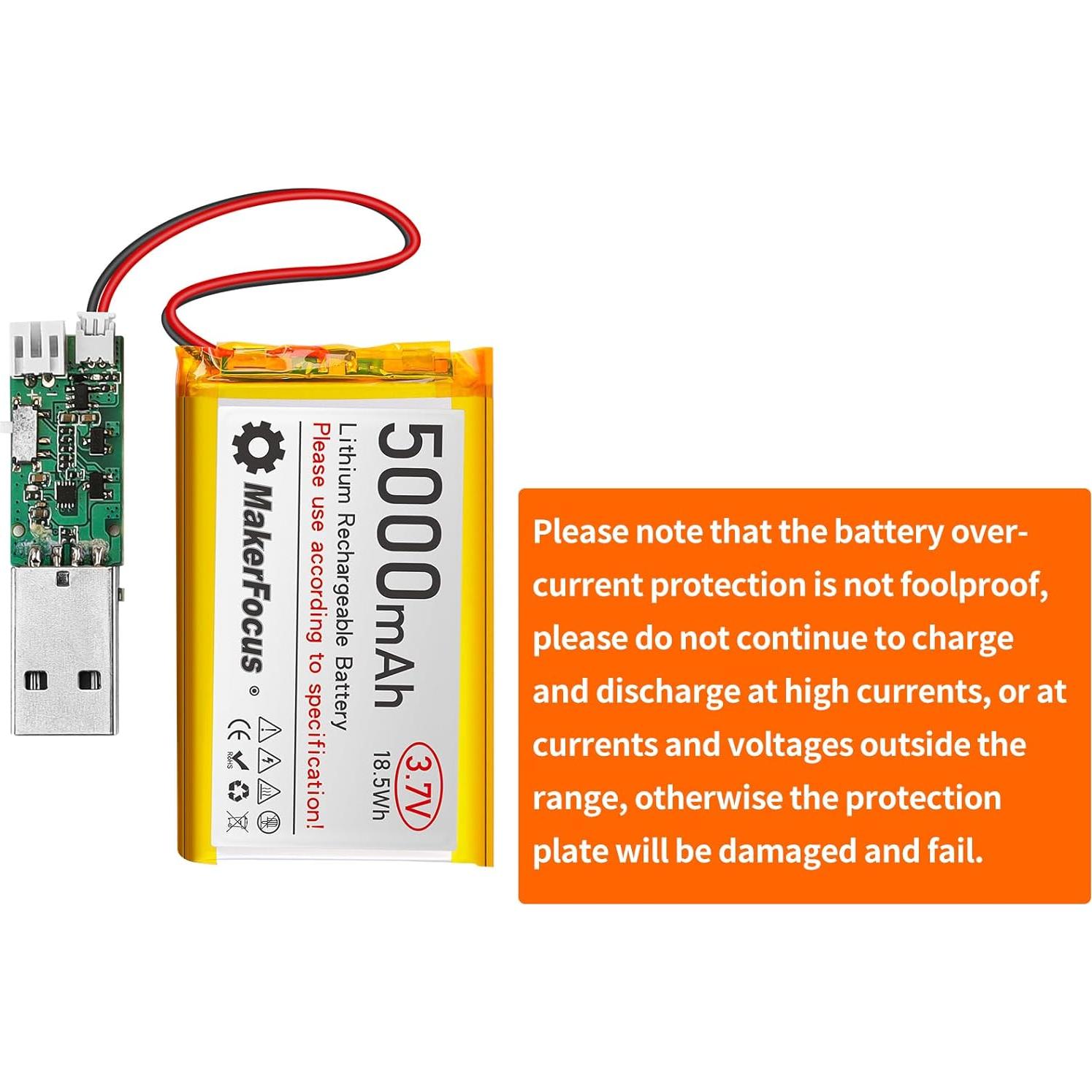 Batería de Polímero de Litio 3.7V 5000mAh YELUFT con Protección