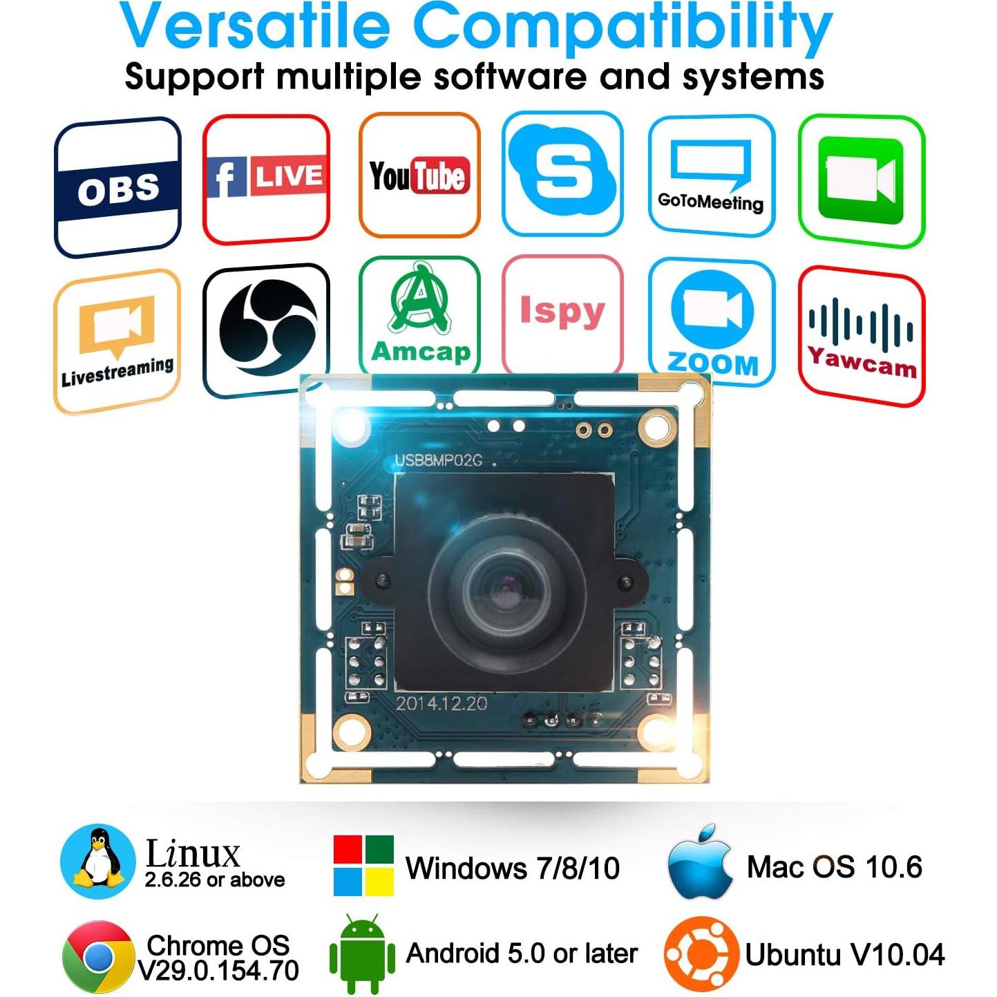 Cámara USB 8MP Magepixel Super HD 3264x2448 para PC