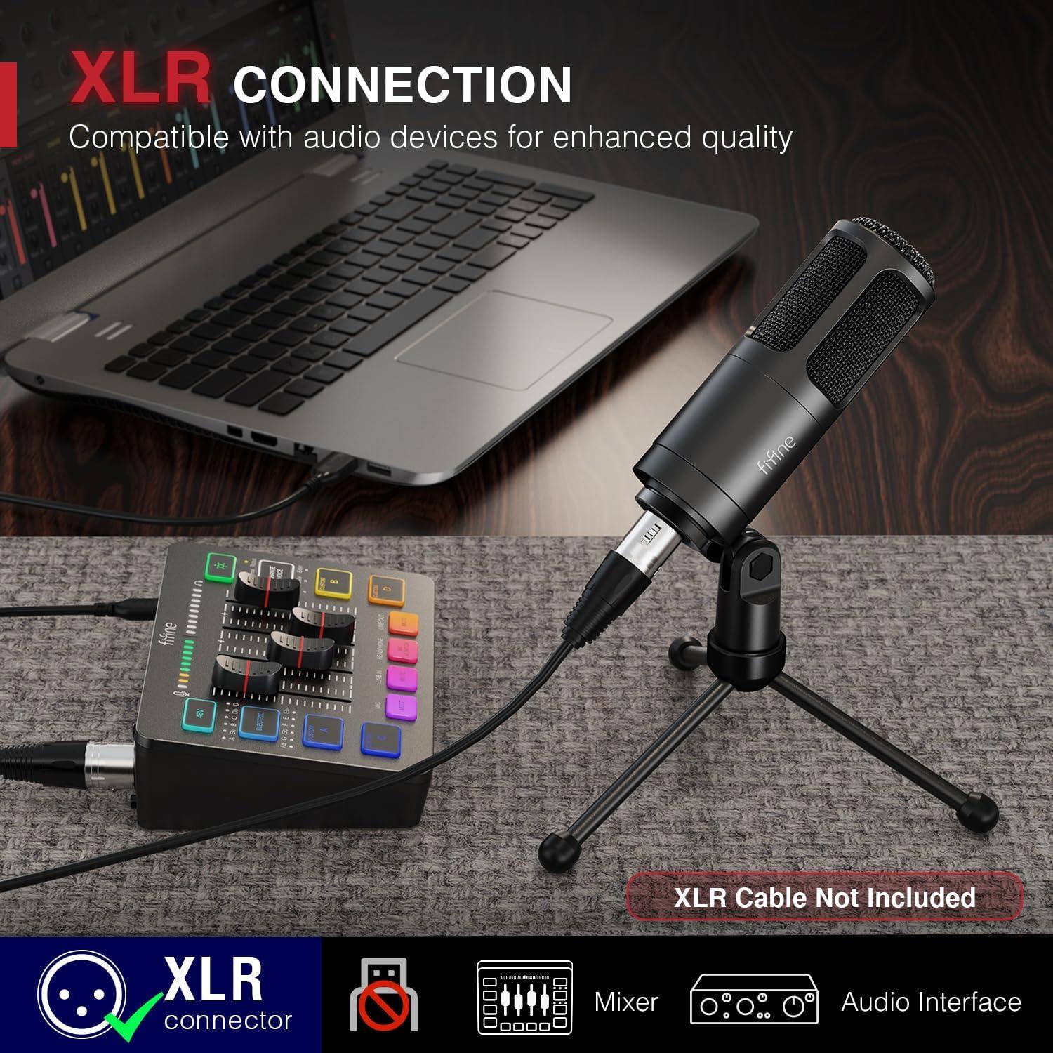 Micrófono Dinámico XLR FIFINE K669D para Podcast y Streaming
