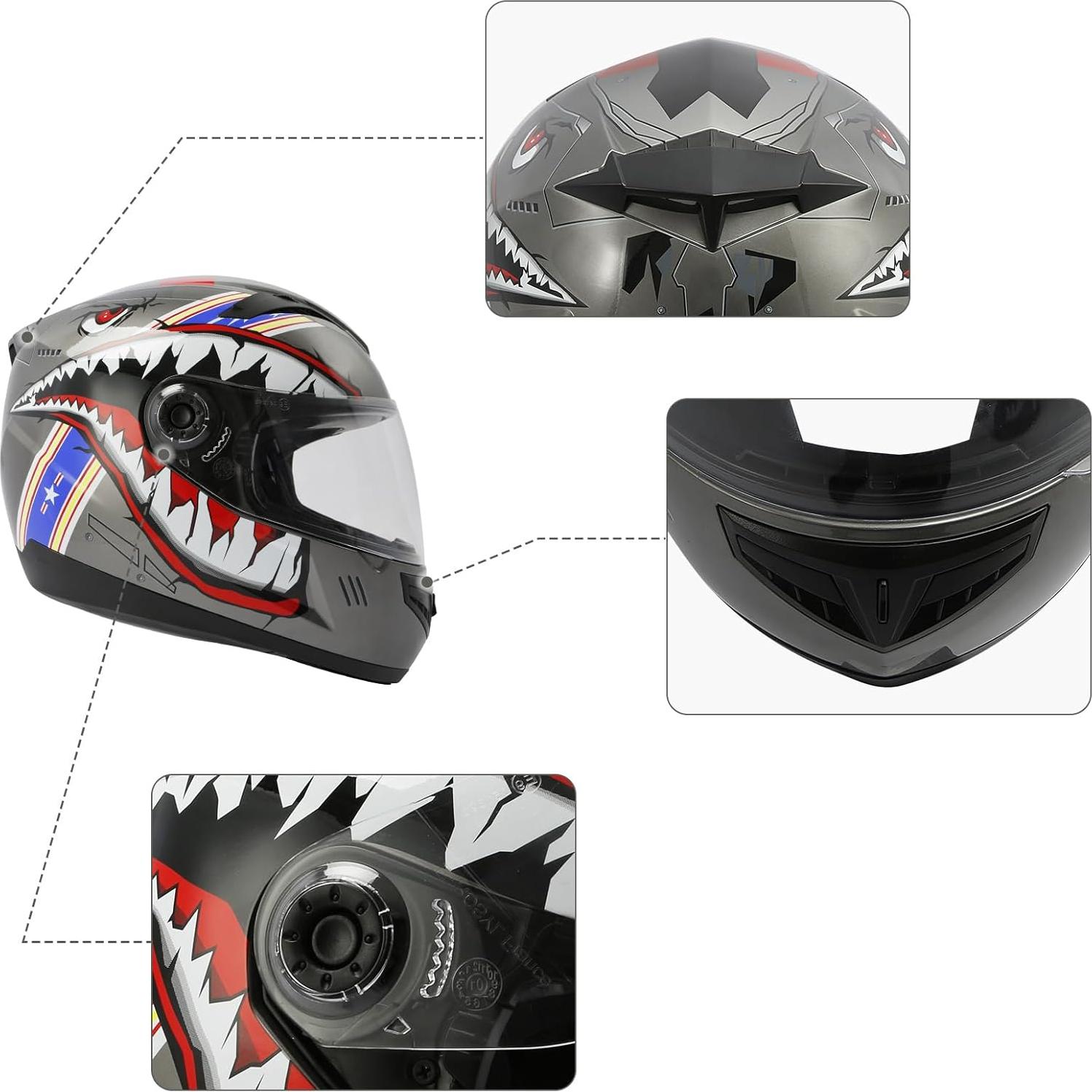 Casco Integral TCMT para Niños Estilo Tiburón Azul 51-58cm