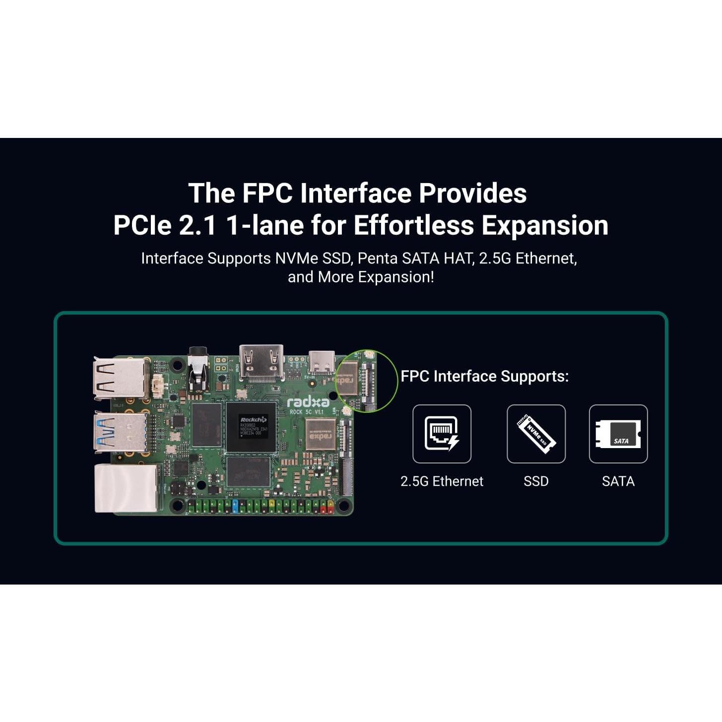 Computadora de Placa Única Radxa ROCK 5C 2GB, HDMI 8K, Ethernet Gigabit