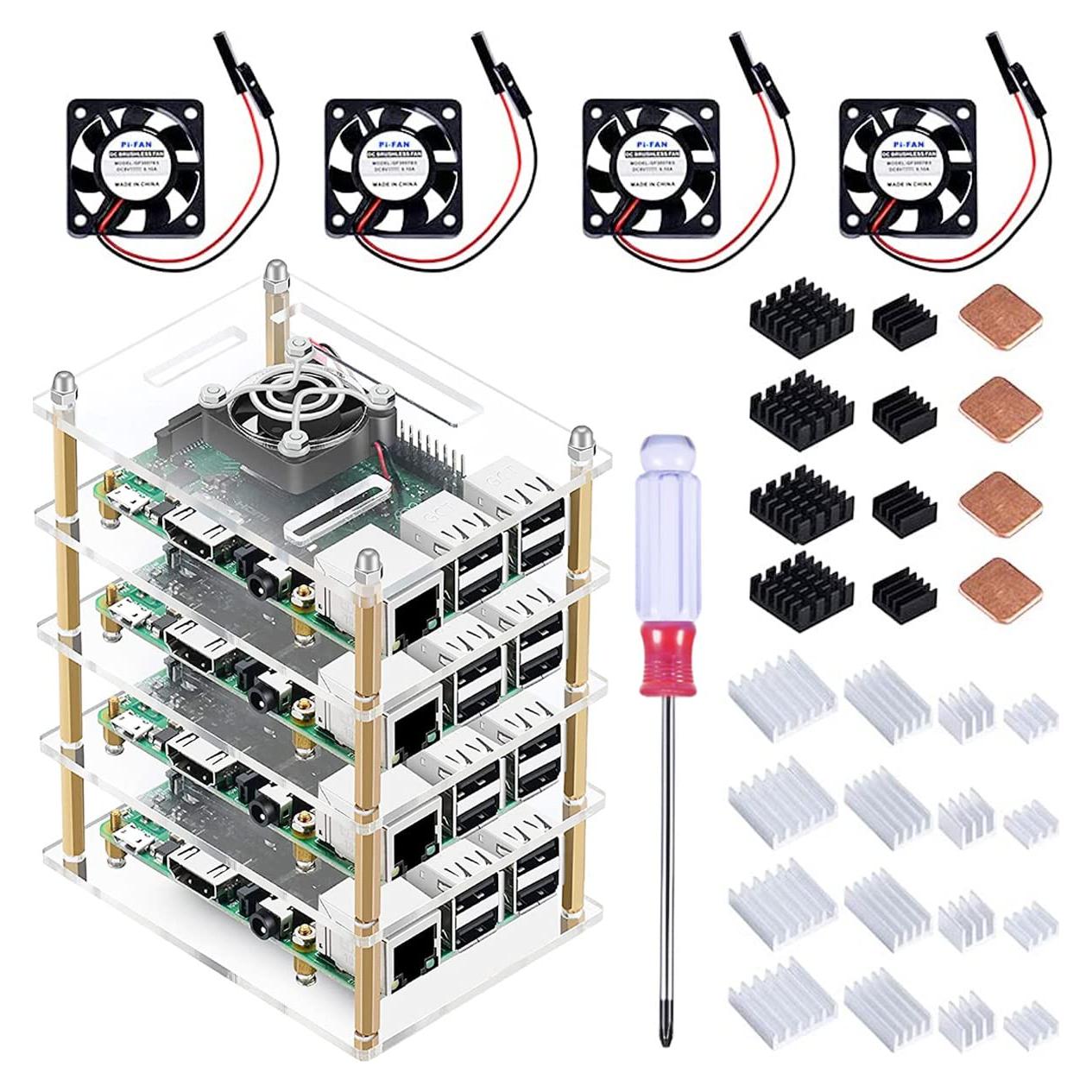 Estuche Acrílico DKARDU para Raspberry Pi 4/3/2 con Ventilador