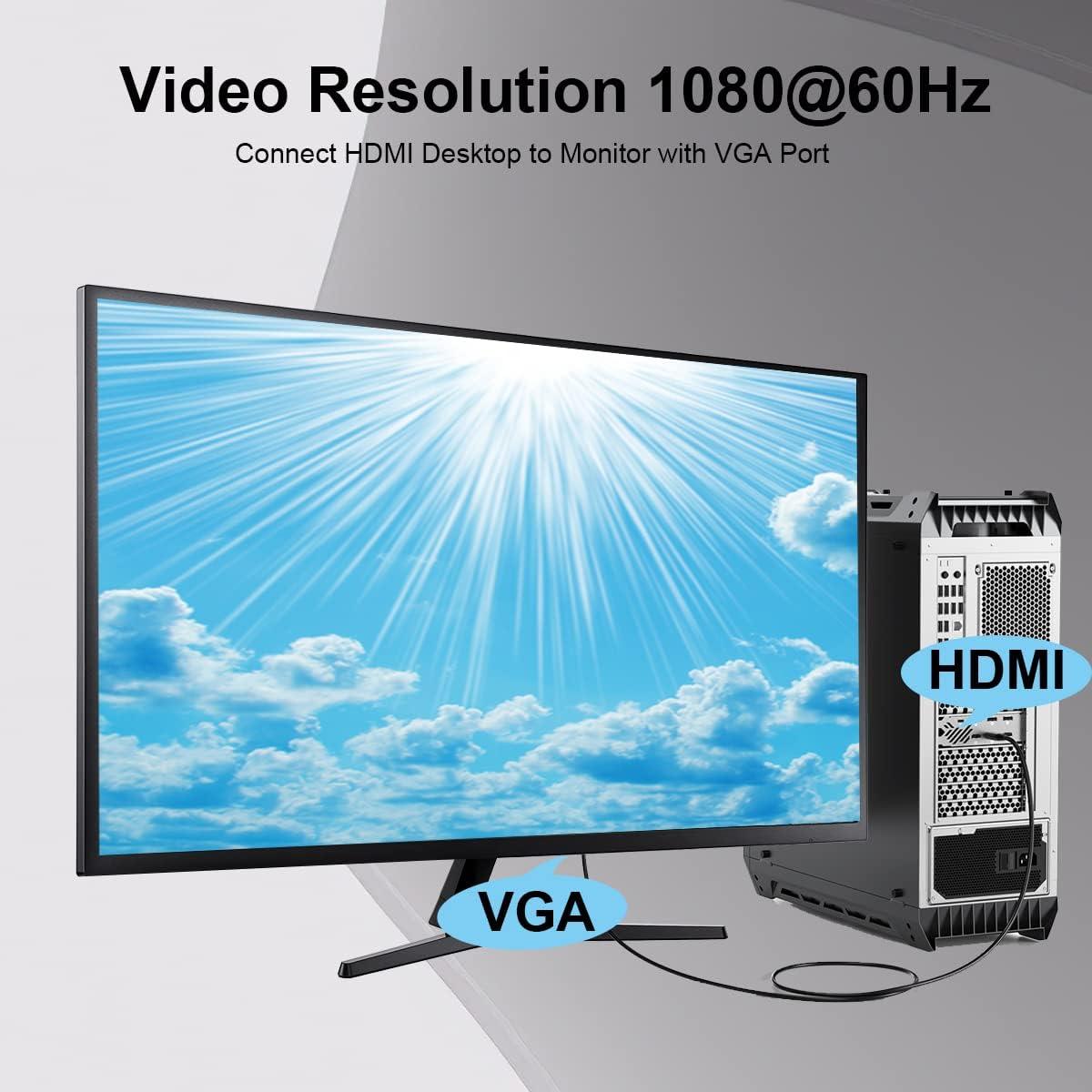 Adaptador HDMI a VGA UV-CABLE 1.83M Macho a Macho 1080p