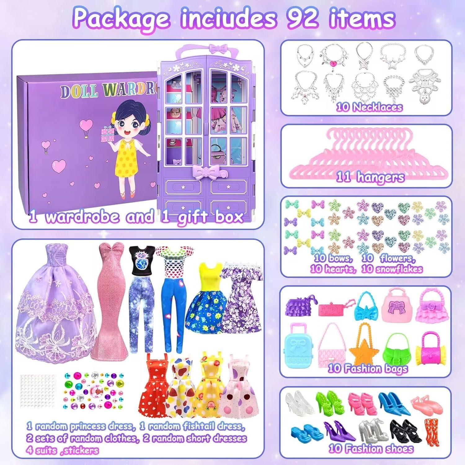 Kit de Ropa y Accesorios para Muñecas VLUSSO 92 Piezas