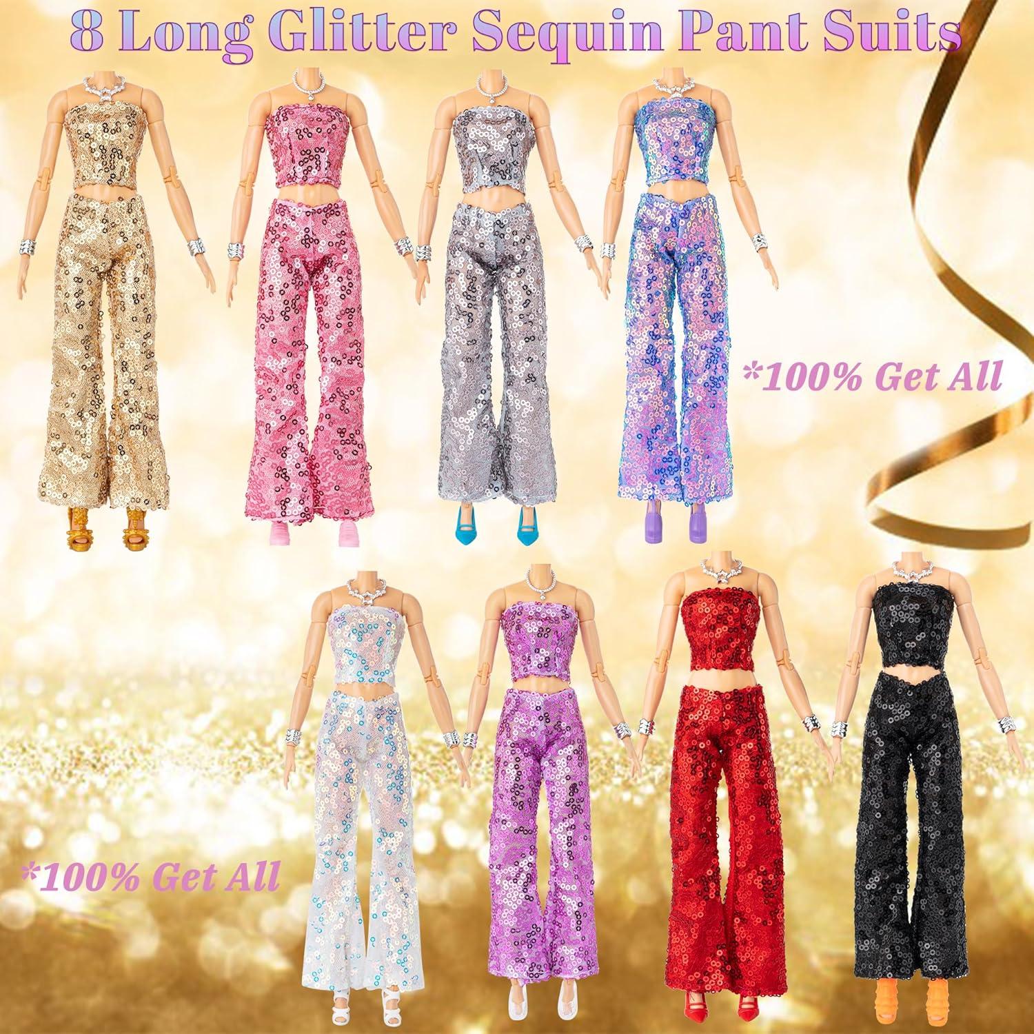 Ropa para Muñecas Keysse - 8 Trajes de Fiesta con Lentejuelas