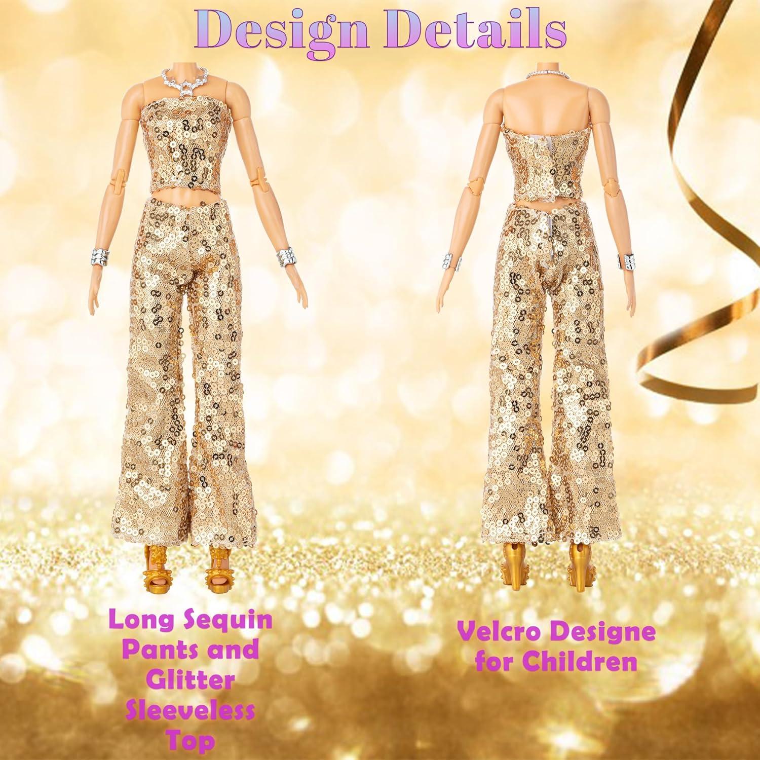 Ropa para Muñecas Keysse - 8 Trajes de Fiesta con Lentejuelas