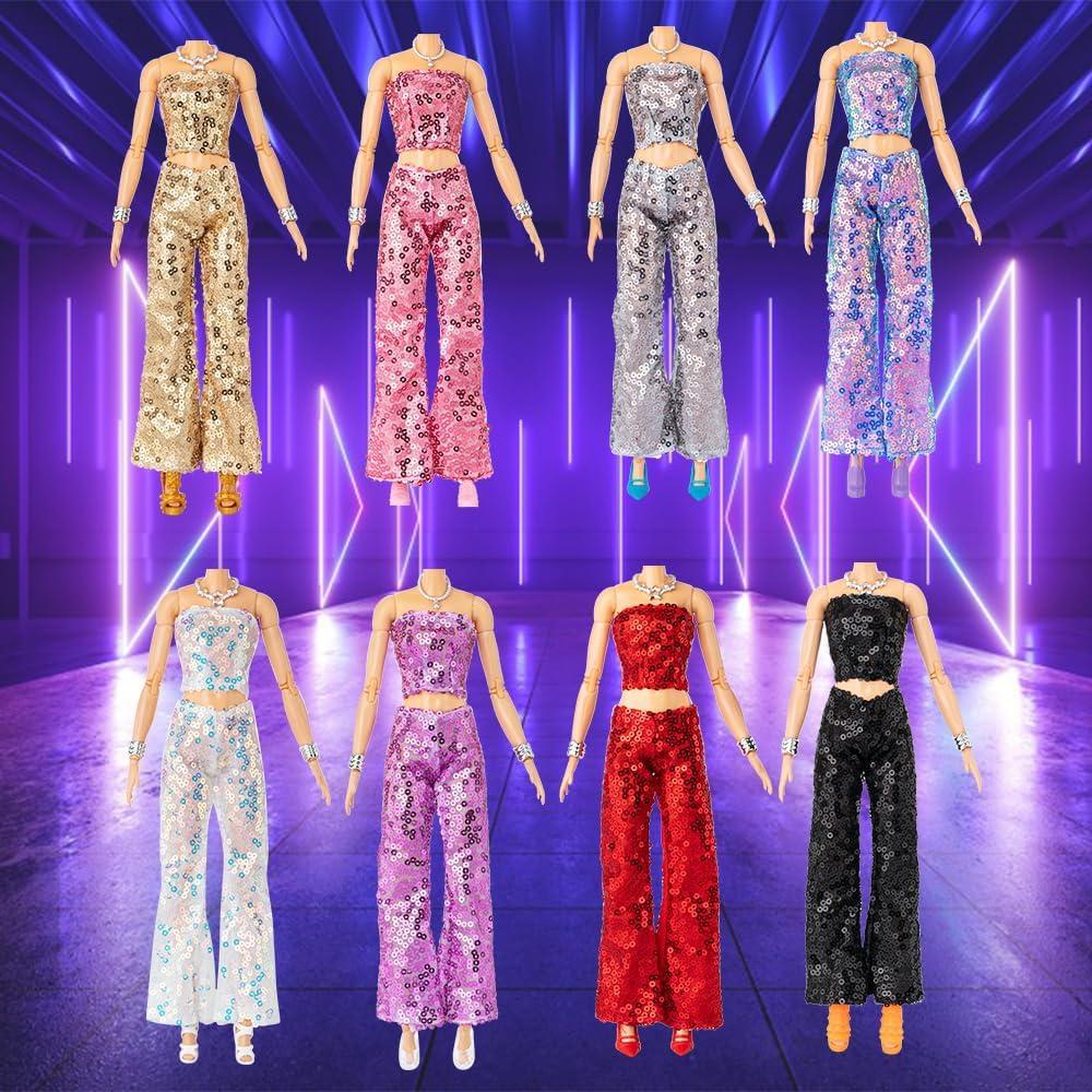 Ropa para Muñecas Keysse - 8 Trajes de Fiesta con Lentejuelas