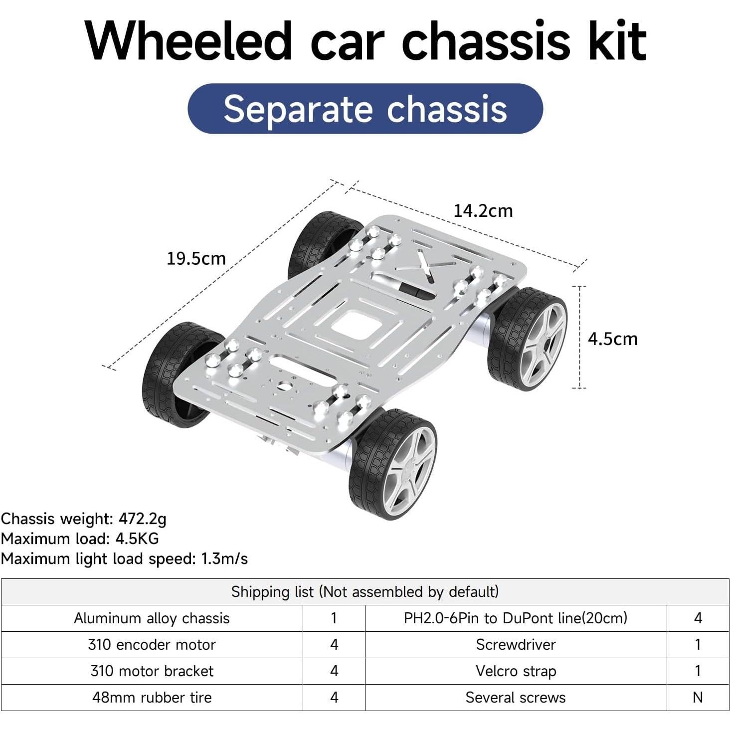Kit Chasis Robótico Yahboom 4 Ruedas DIY Aluminio V1