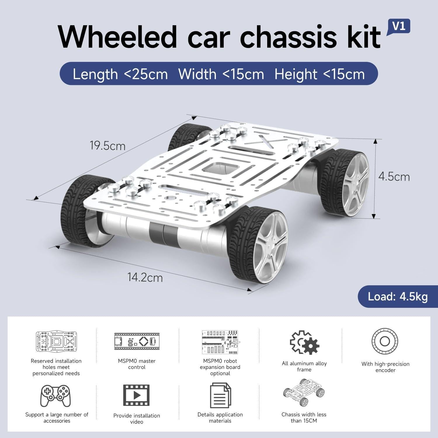 Kit Chasis Robótico Yahboom 4 Ruedas DIY Aluminio V1
