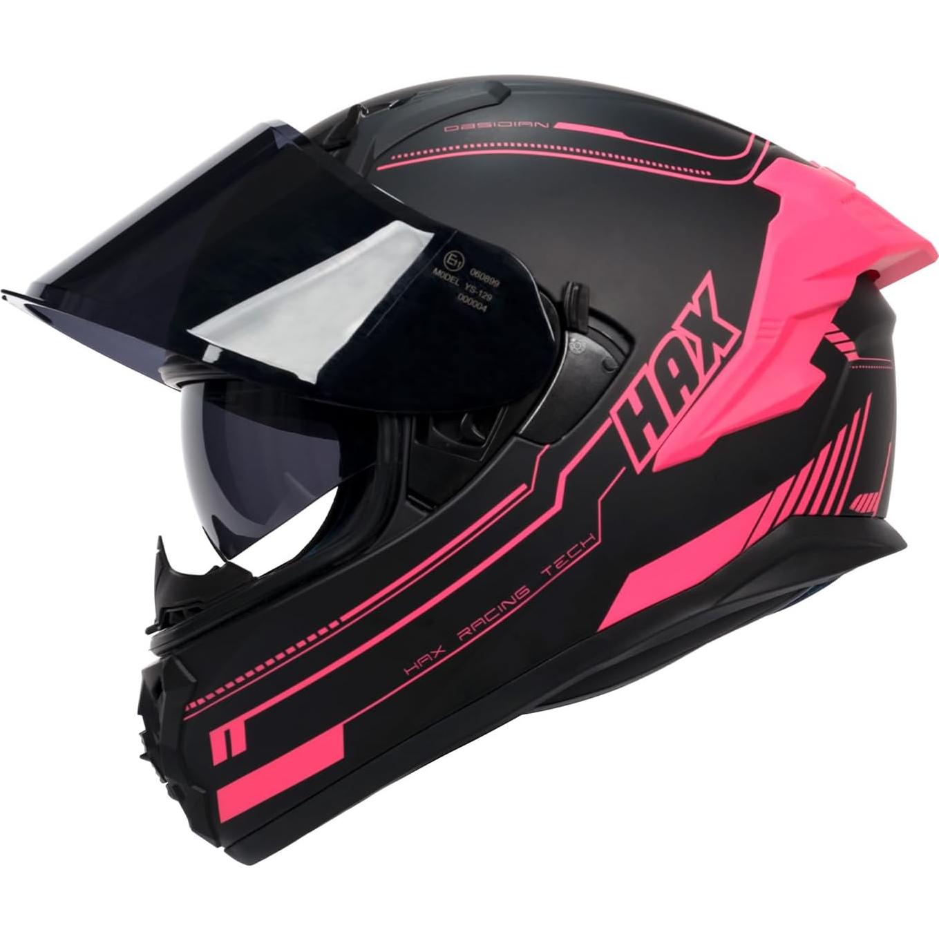 Casco Integral HAX Obsidian 17 Doble Visera Rosa Adulto