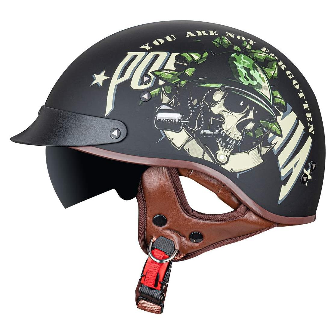 Casco de motocicleta VCOROS F-07 con visera solar y hebilla