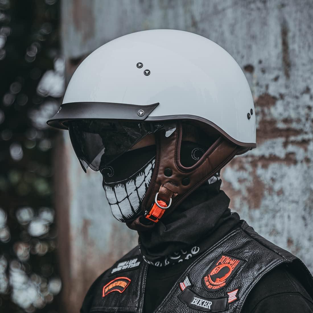 Casco de motocicleta VCOROS F-07 XL Blanco brillante con visera