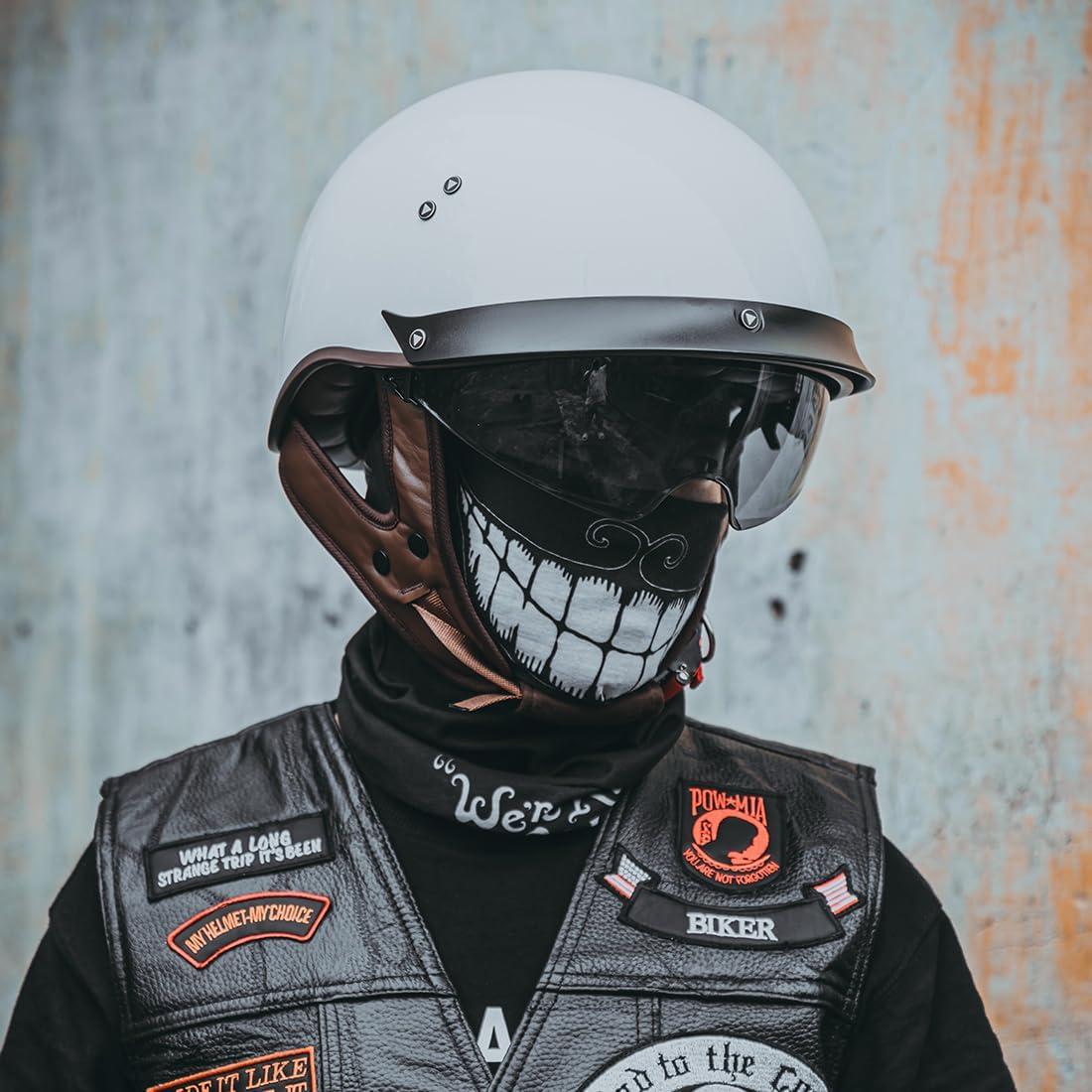 Casco de motocicleta VCOROS F-07 XL Blanco brillante con visera