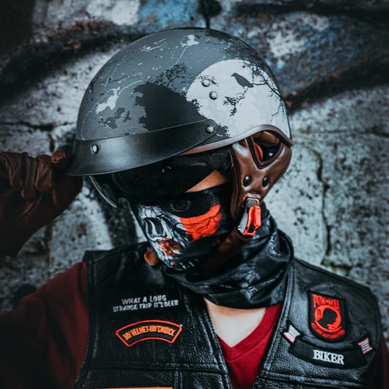 Casco de motocicleta VCOROS F-02 media cara con visera solar XL