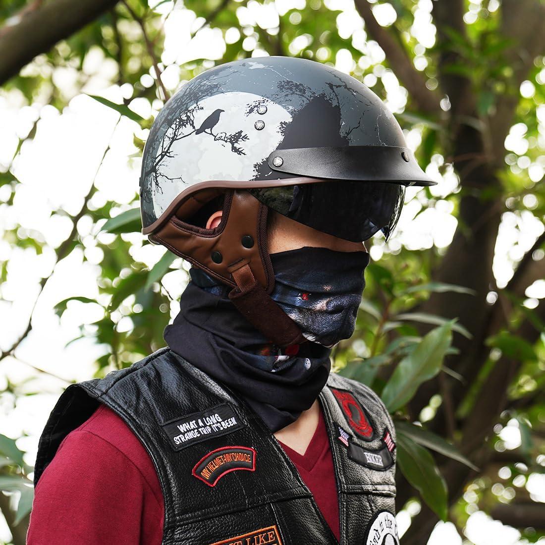 Casco de motocicleta VCOROS F-02 media cara con visera solar XL