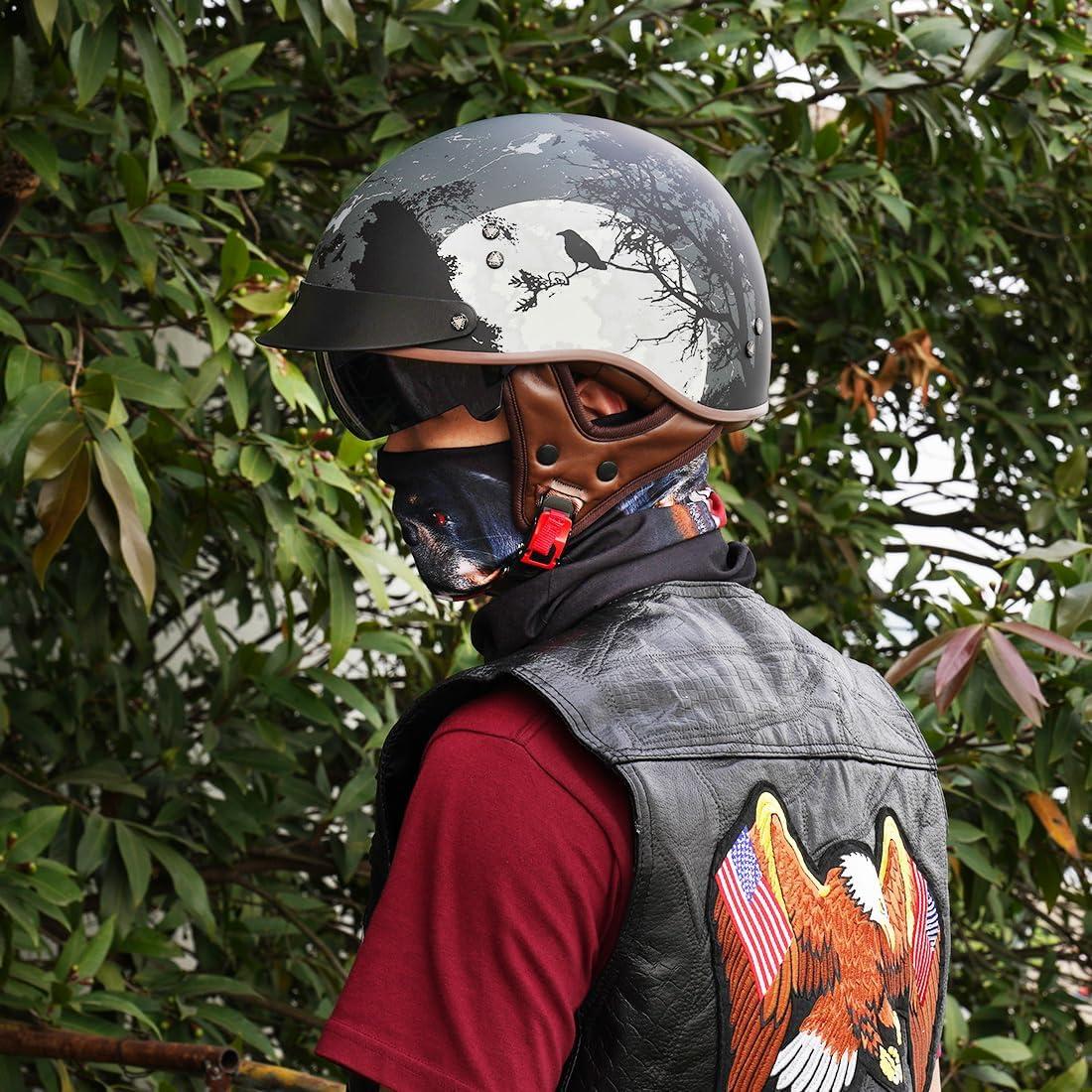 Casco de motocicleta VCOROS F-02 media cara con visera solar XL