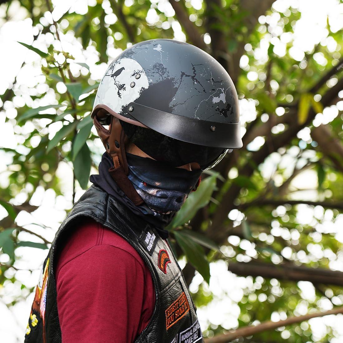 Casco de motocicleta VCOROS F-02 media cara con visera solar XL