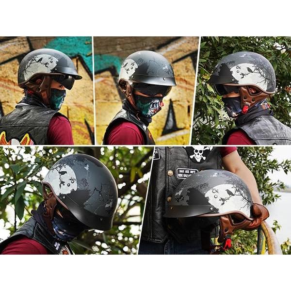 Casco de motocicleta VCOROS F-02 media cara con visera solar XL