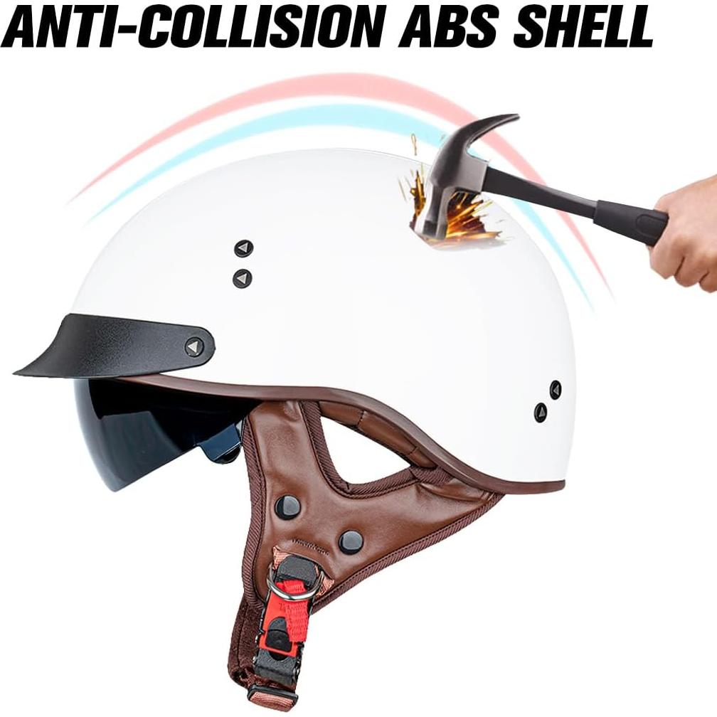 Casco de motocicleta VCOROS F-07 Blanco L con visera solar