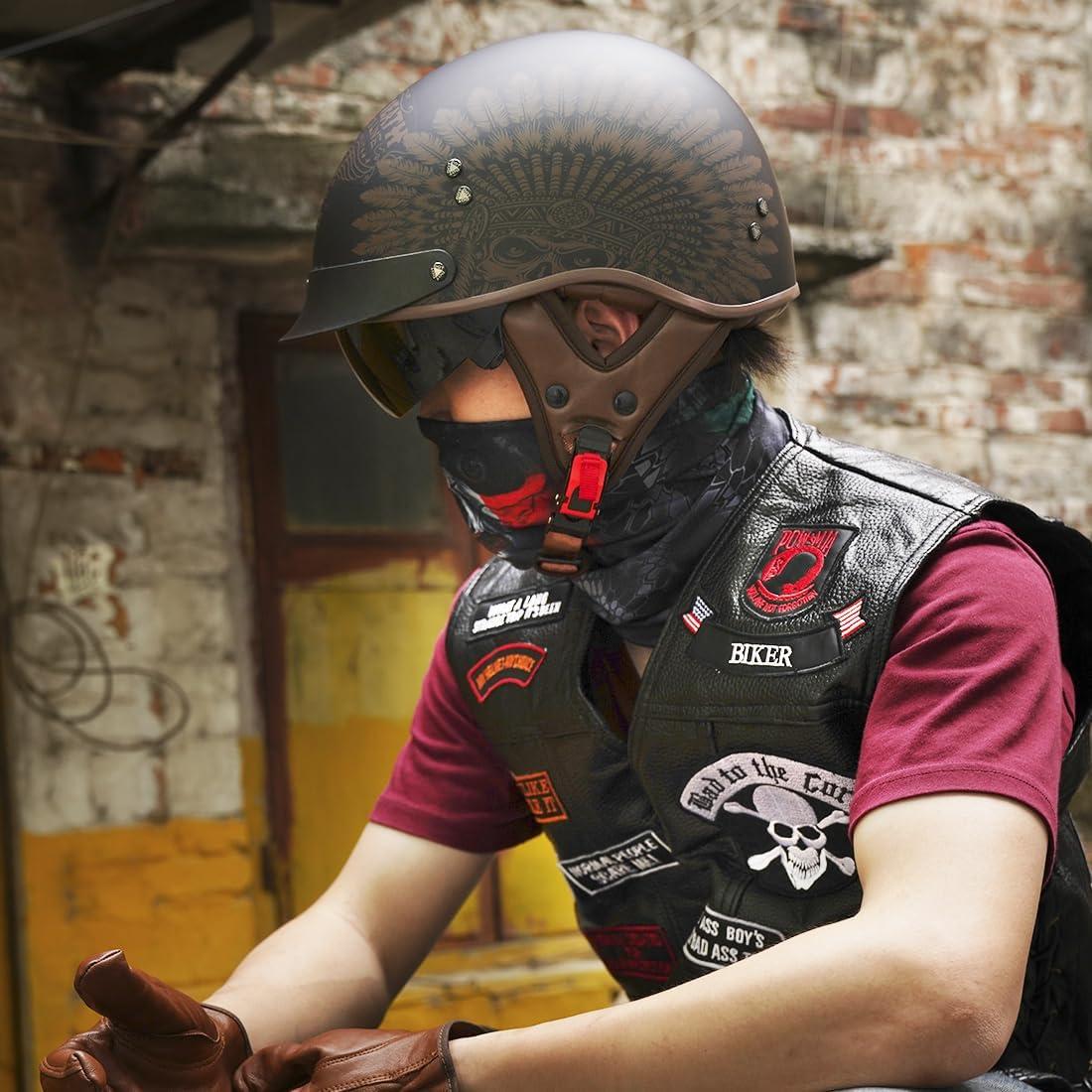 Casco de motocicleta VCOROS F-07 con visera solar y hebilla