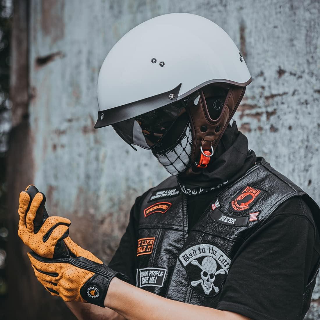Casco de motocicleta VCOROS F-07 Blanco M con visera solar