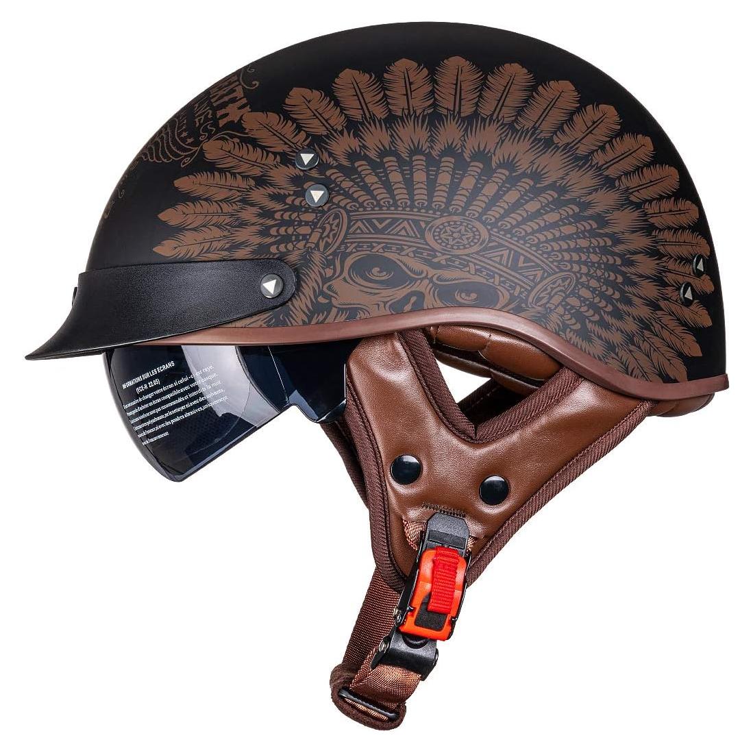 Casco de motocicleta VCOROS F-07 con visera solar y hebilla