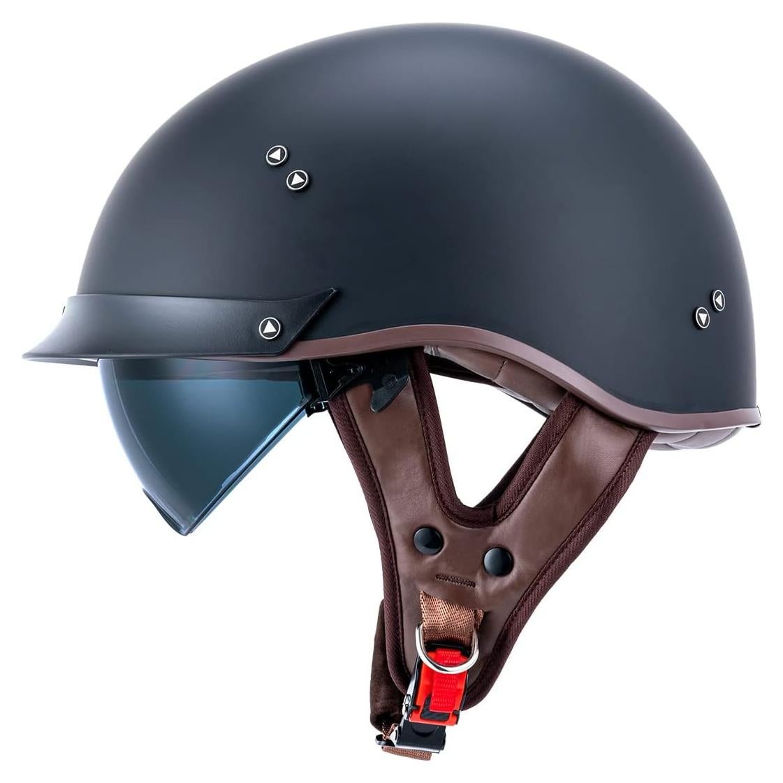 Casco de motocicleta VCOROS F-07 cara abierta negro mate S