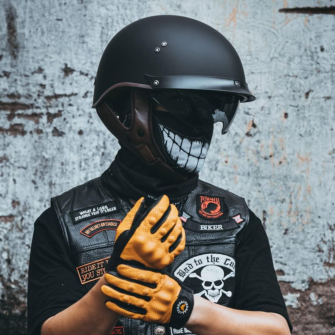 Casco de motocicleta VCOROS F-07 cara abierta negro mate S