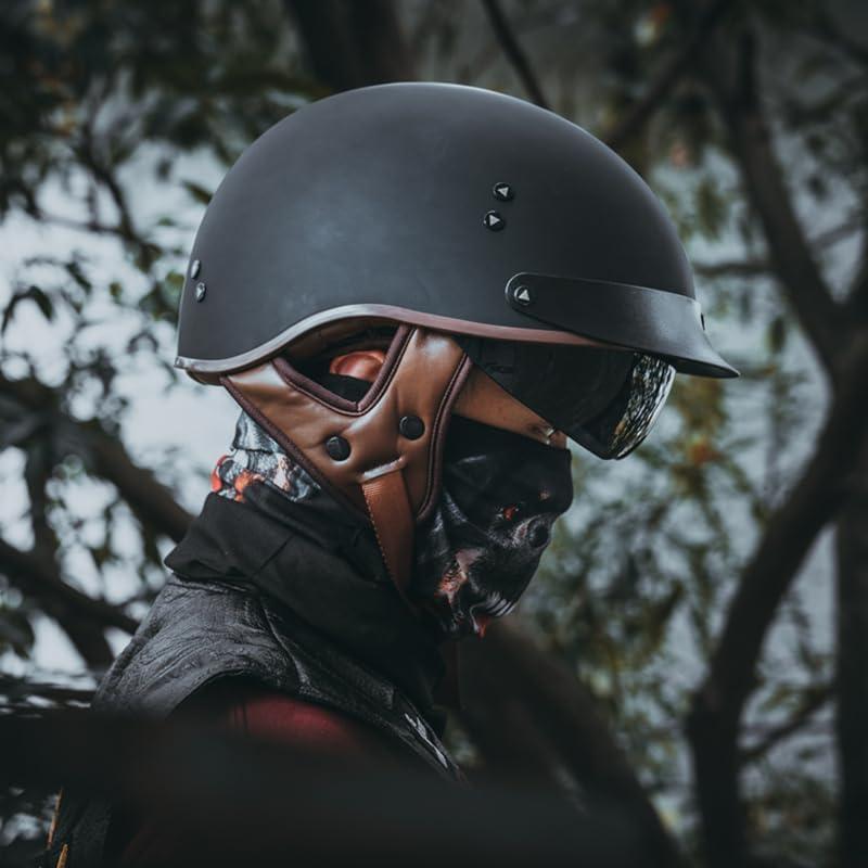 Casco de motocicleta VCOROS F-07 cara abierta negro mate S