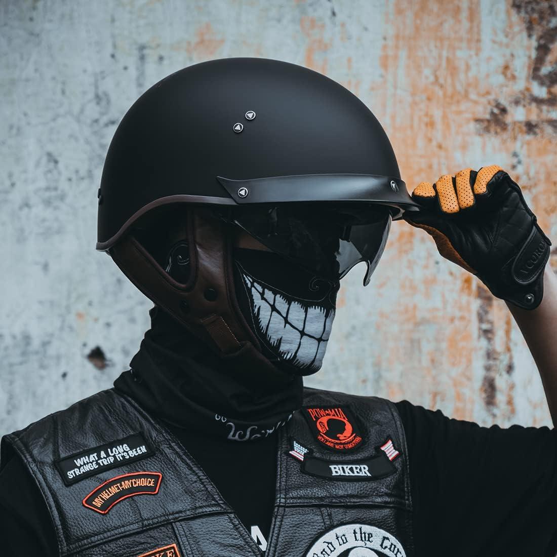 Casco de Moto Half Face VCOROS F-07 Negro Mate XXL