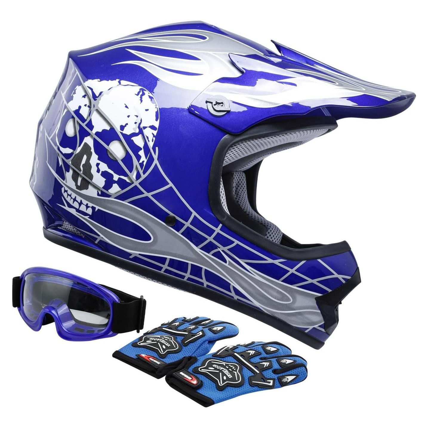 Casco TCT-MOTORPARTS para Niños Pequeño Calavera Azul
