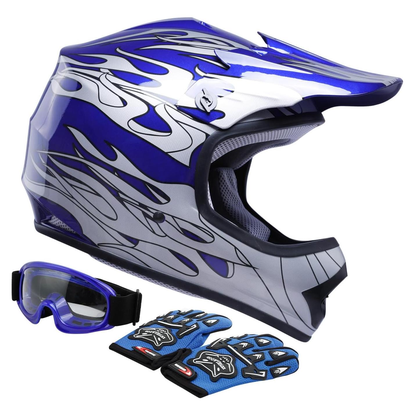 Casco TCT-MOTORPARTS Llama Azul para Niños ATV Off-Road