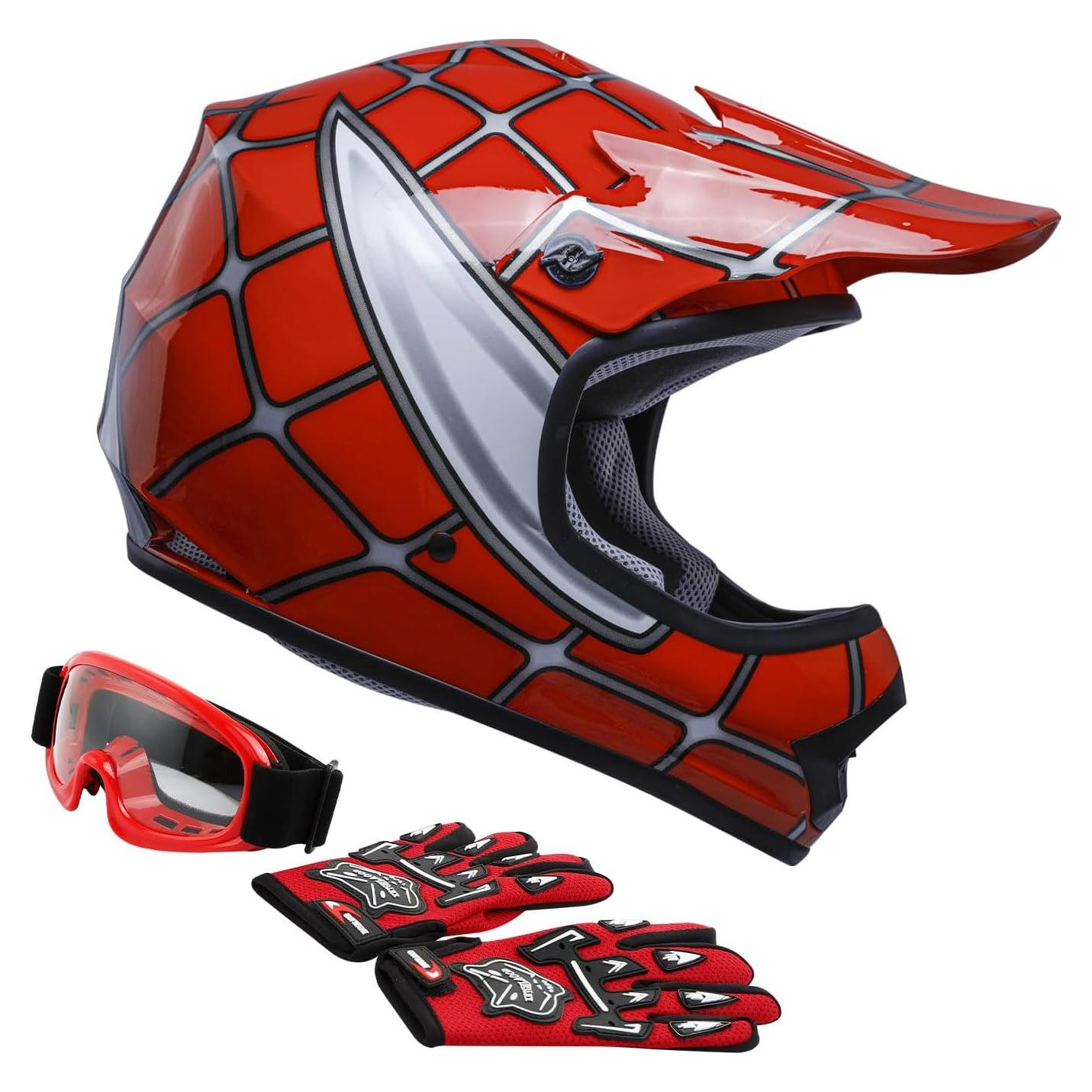 Casco TCT-MOTORPARTS Araña Roja DOT para Niños Grande