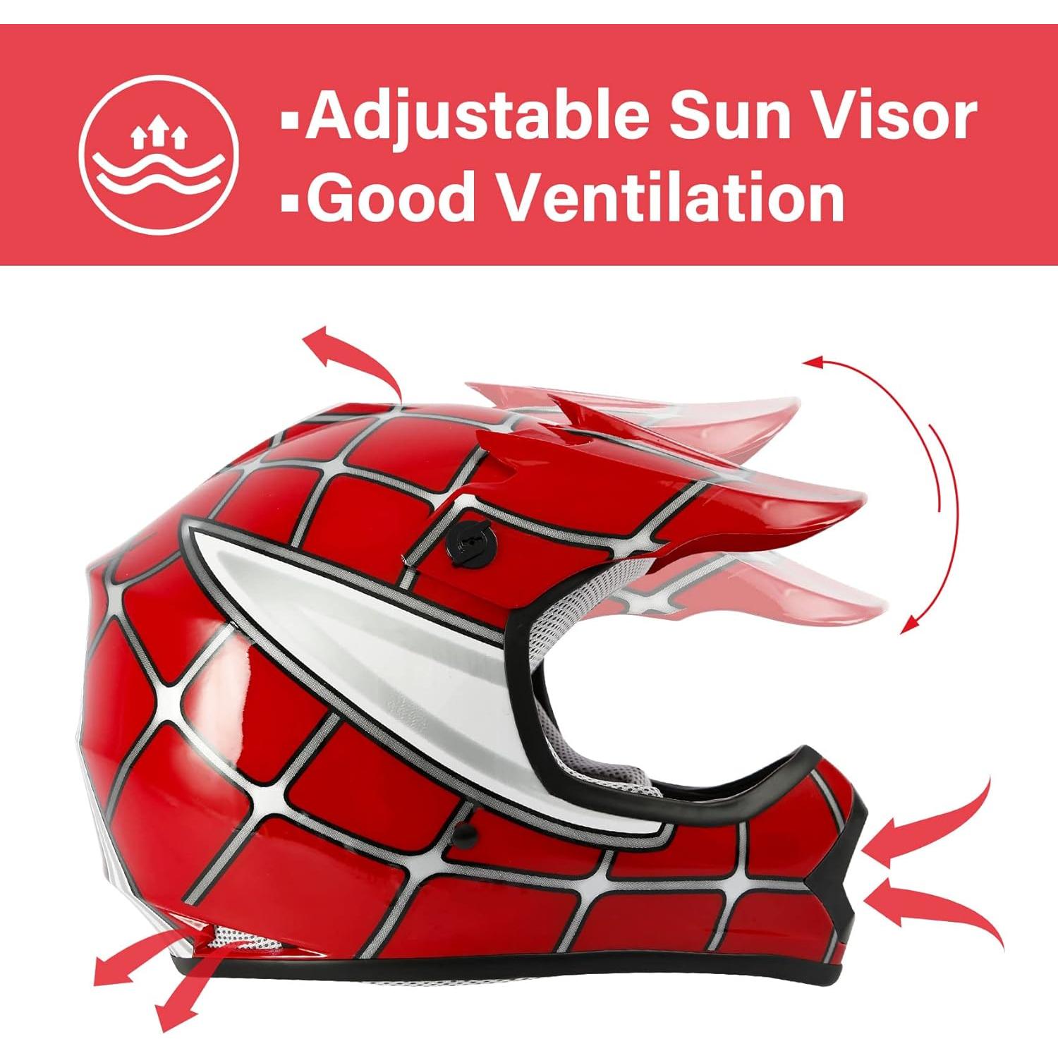 Casco TCT-MOTORPARTS Araña Roja DOT para Niños Grande