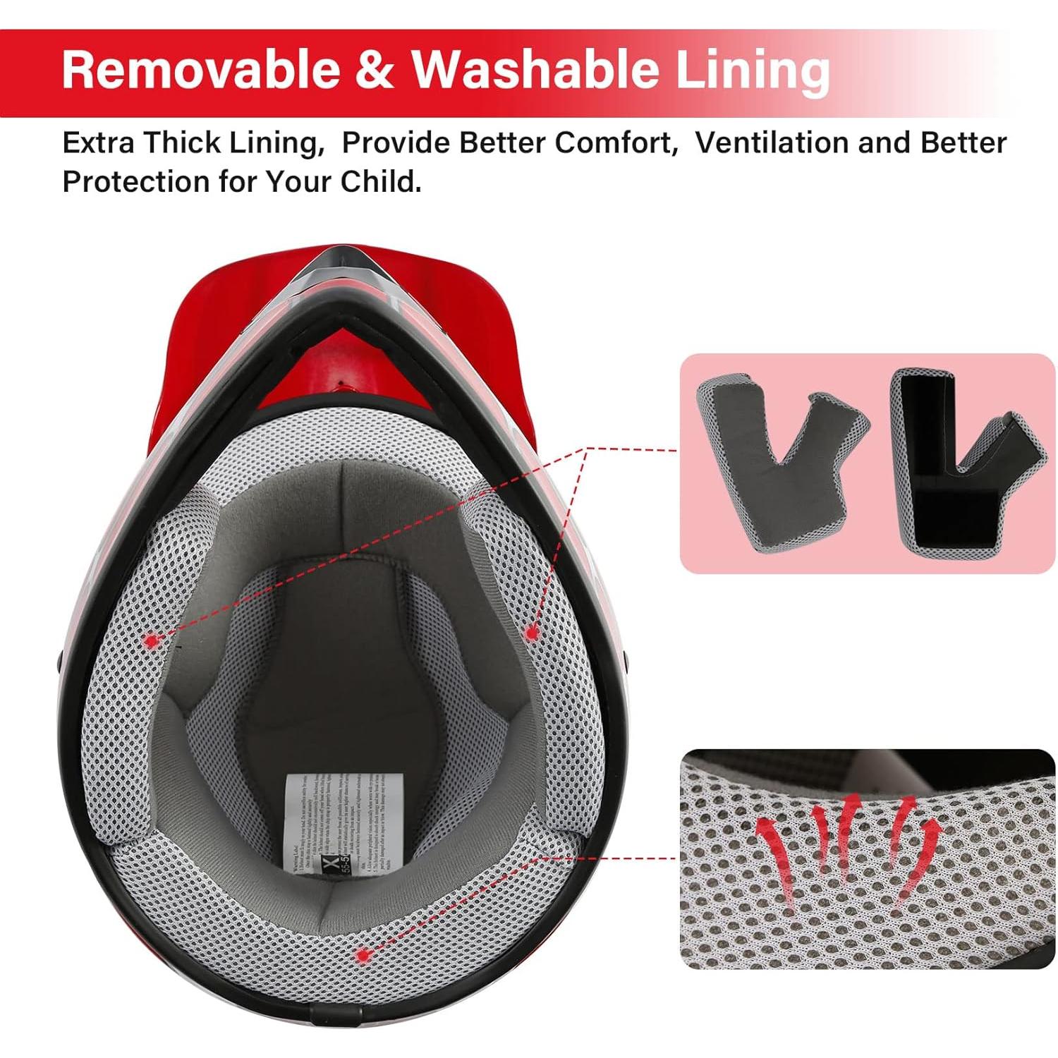 Casco TCT-MOTORPARTS Araña Roja DOT para Niños Grande