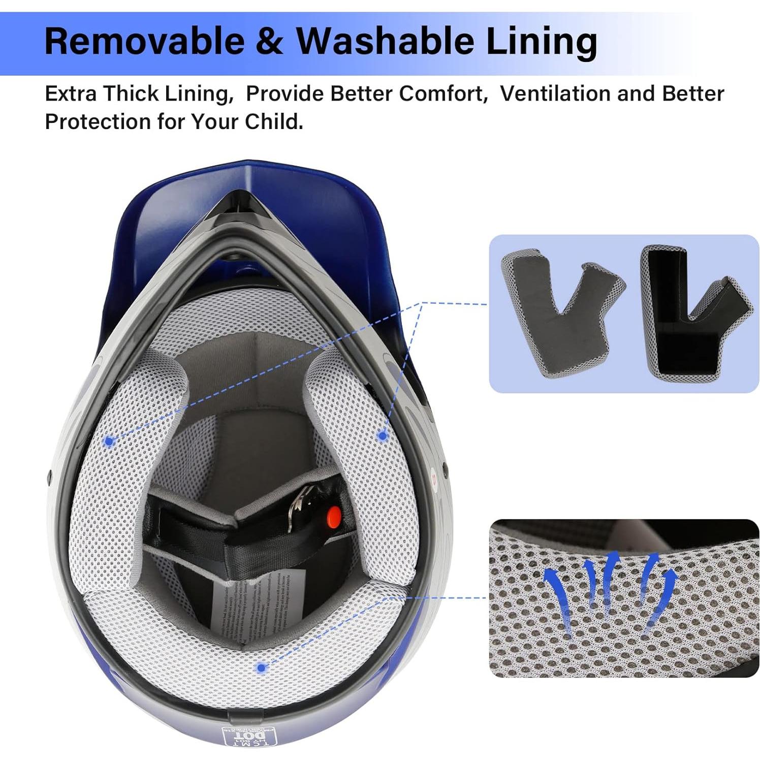 Casco Integral TCT-MOTORPARTS para Niños Llama Azul XL