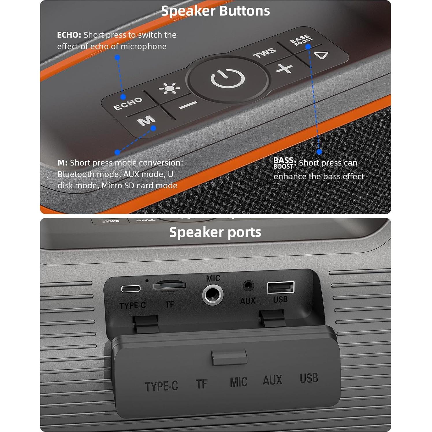 Altavoz Bluetooth Portátil VUOPAX B48A 240W Resistente al Agua