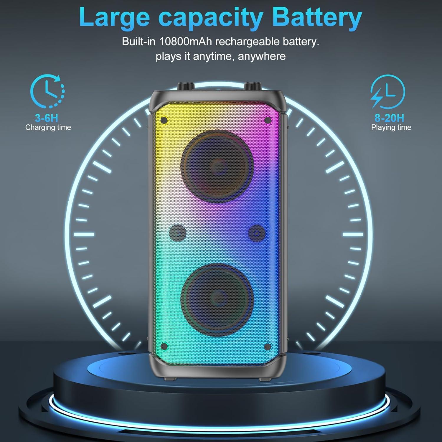 Altavoz Bluetooth TAMPROAD Q55-N 80W Inalámbrico con Luces LED