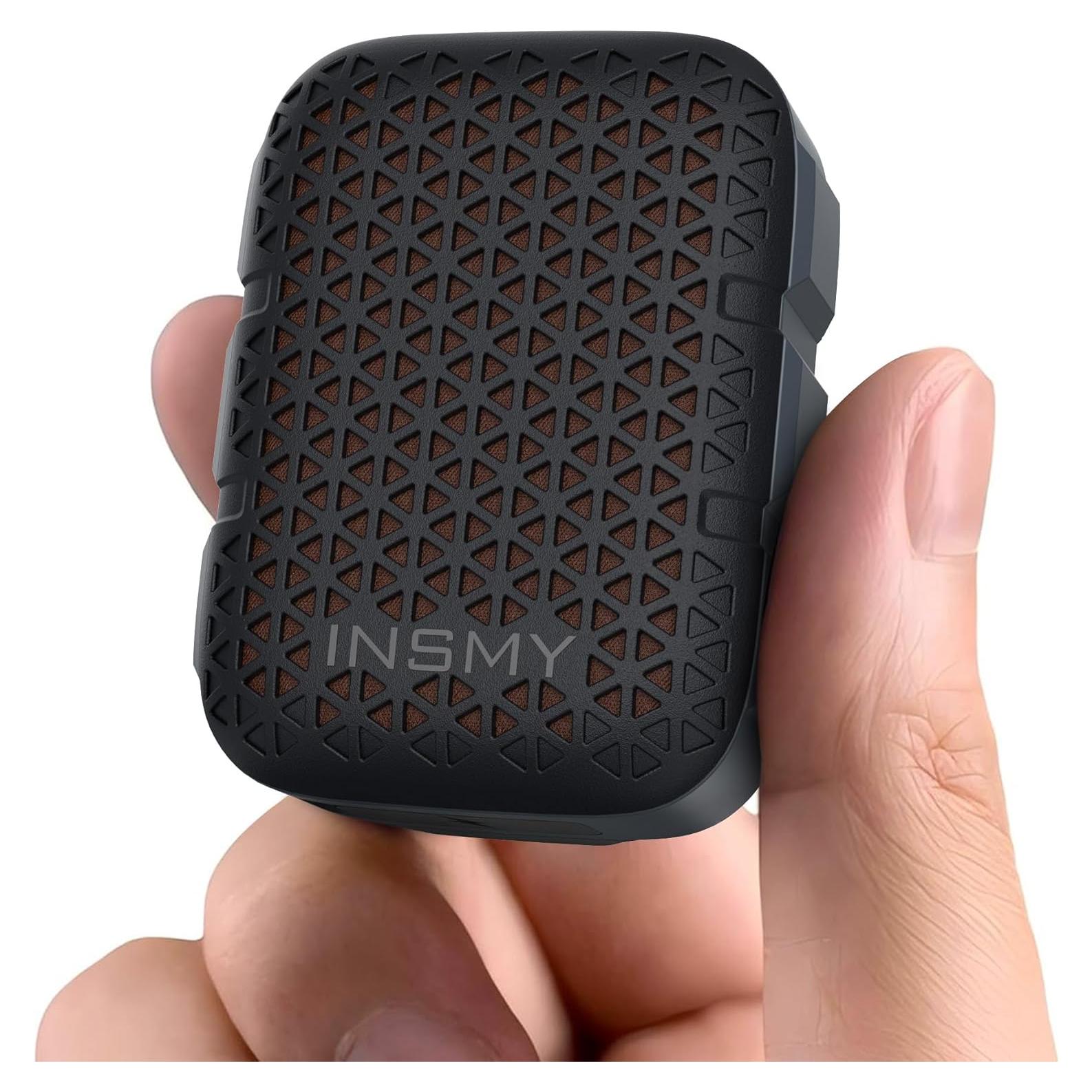 INSMY Wearable Bluetooth Speakers,IP67 Waterproof,Clip-On Portable Small Personal Speaker/Clean Sound/Stereo Pair/Wireless 5.4/ENC Built-in Mic/Lightweight for Outdoor Golf Work Pool (Black)
